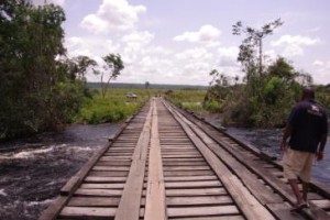 Le pont Kwenge en piles canadiennes (73 mt)